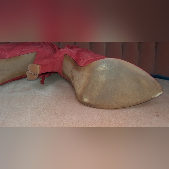 ZARA red suede fringe chain western bootie - Picture 8 of 10